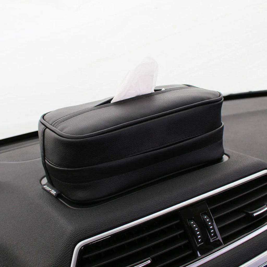 Large black PU leather car hanging organiser box with paper bag packaging