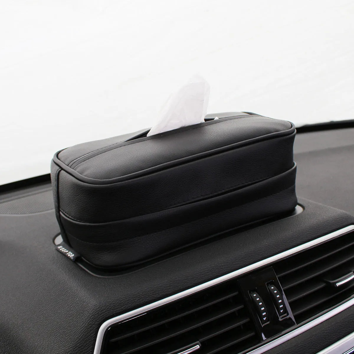 Large black PU leather car hanging organiser box with paper bag packaging