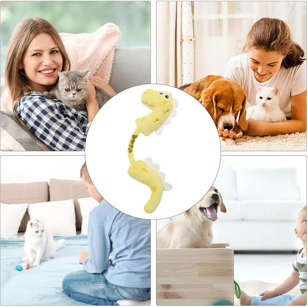 Four-piece cat toy bundle with plush fish, bunny, mouse, rope and spring toys for indoor cats