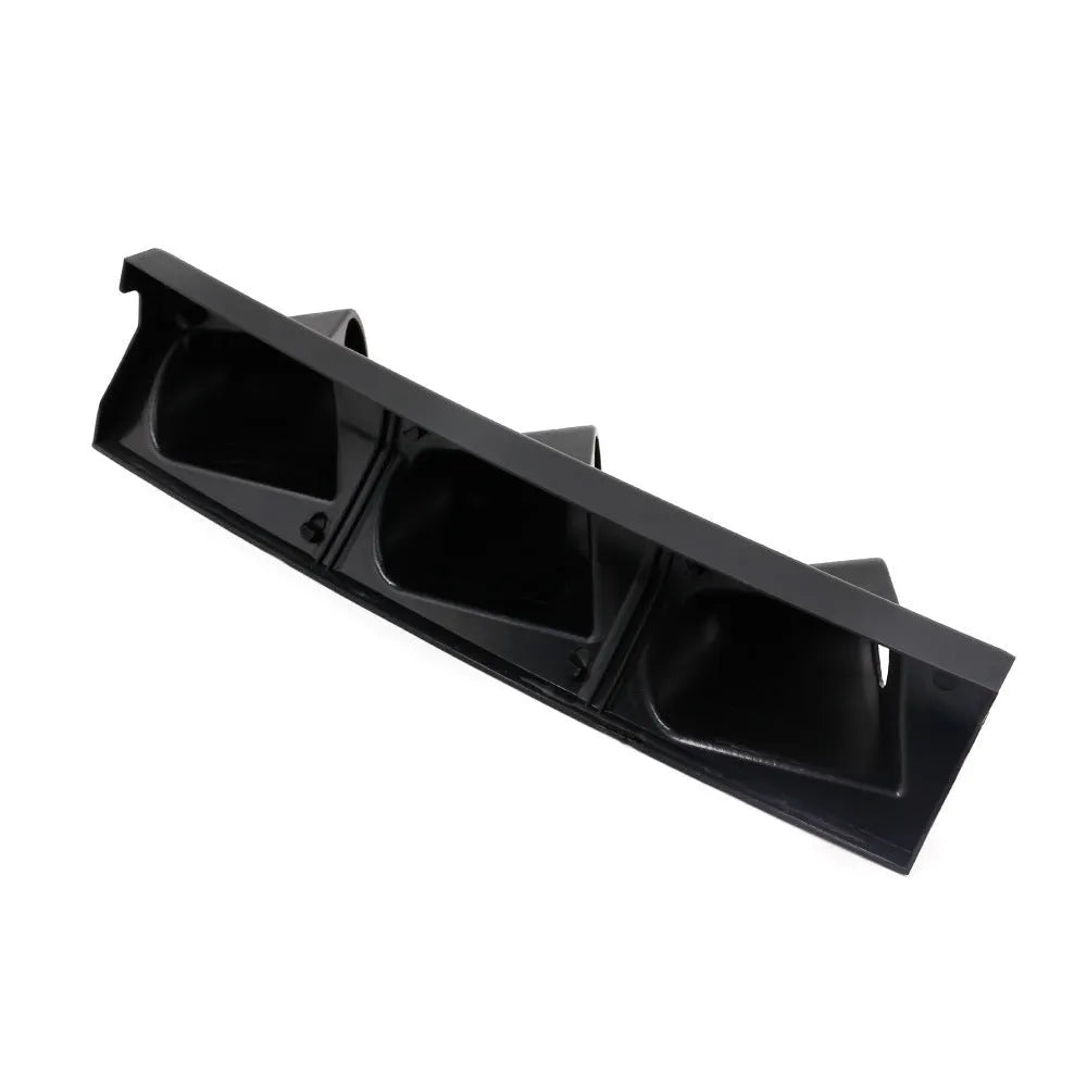 Black three-hole instrument mounting frame for right-hand drive cars with 52mm gauge openings