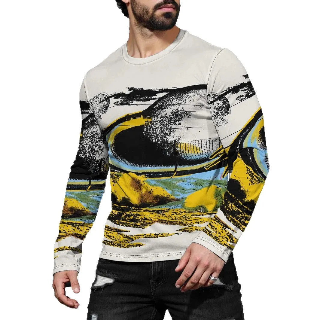 Men's milk silk long sleeve pullover with round neck in multiple colour options