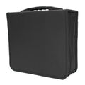 Black Oxford cloth CD DVD storage binder with zipper closure and top carrying strap