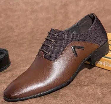 Men's black Oxford shoes with a low-cut PU leather upper and rubber sole.