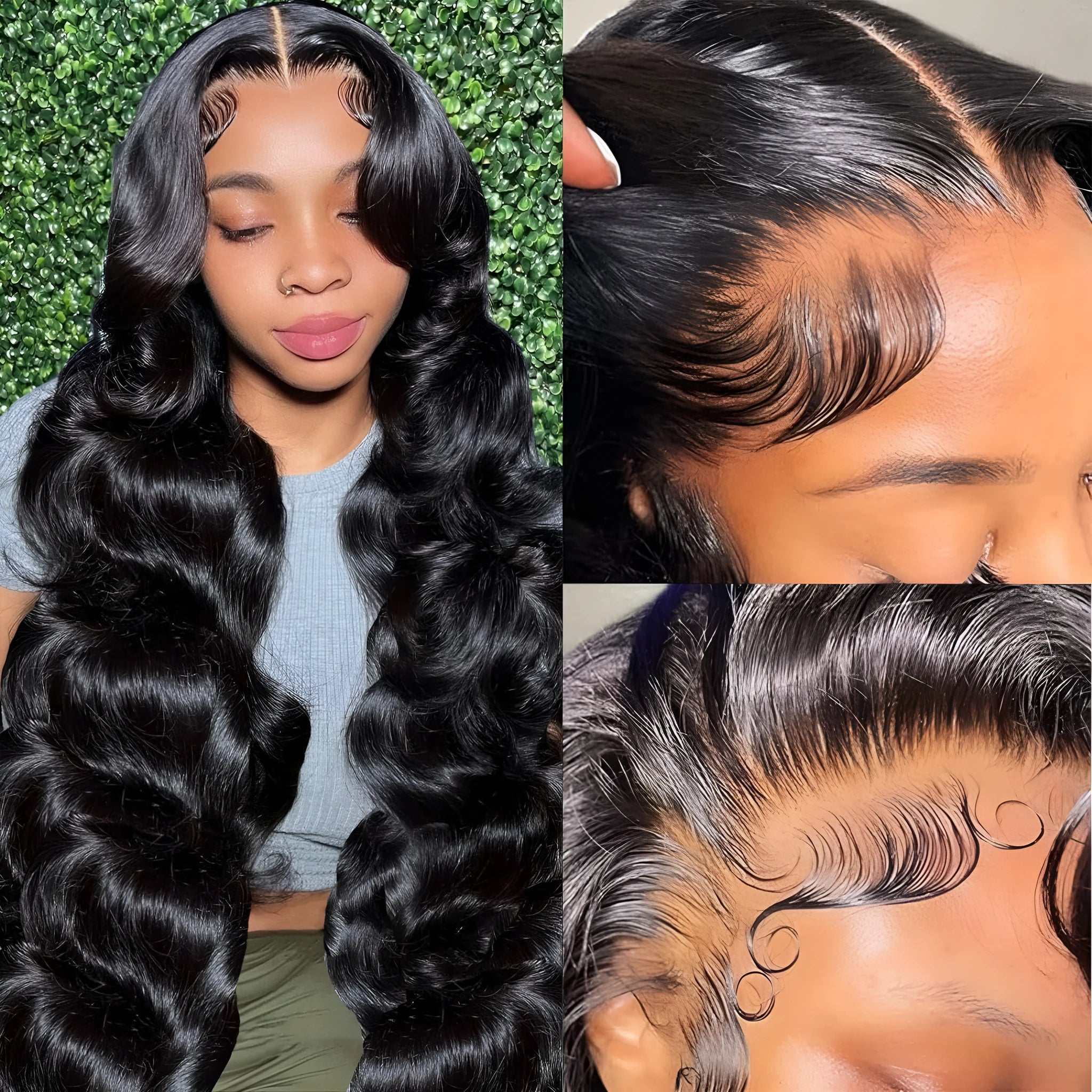 Black medium-long curly full-head synthetic wig on a lace mesh cap