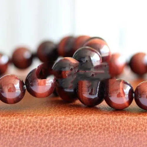 Red tigereye lightning cat's eye wood alexandrite bracelet with geometric ethnic styling