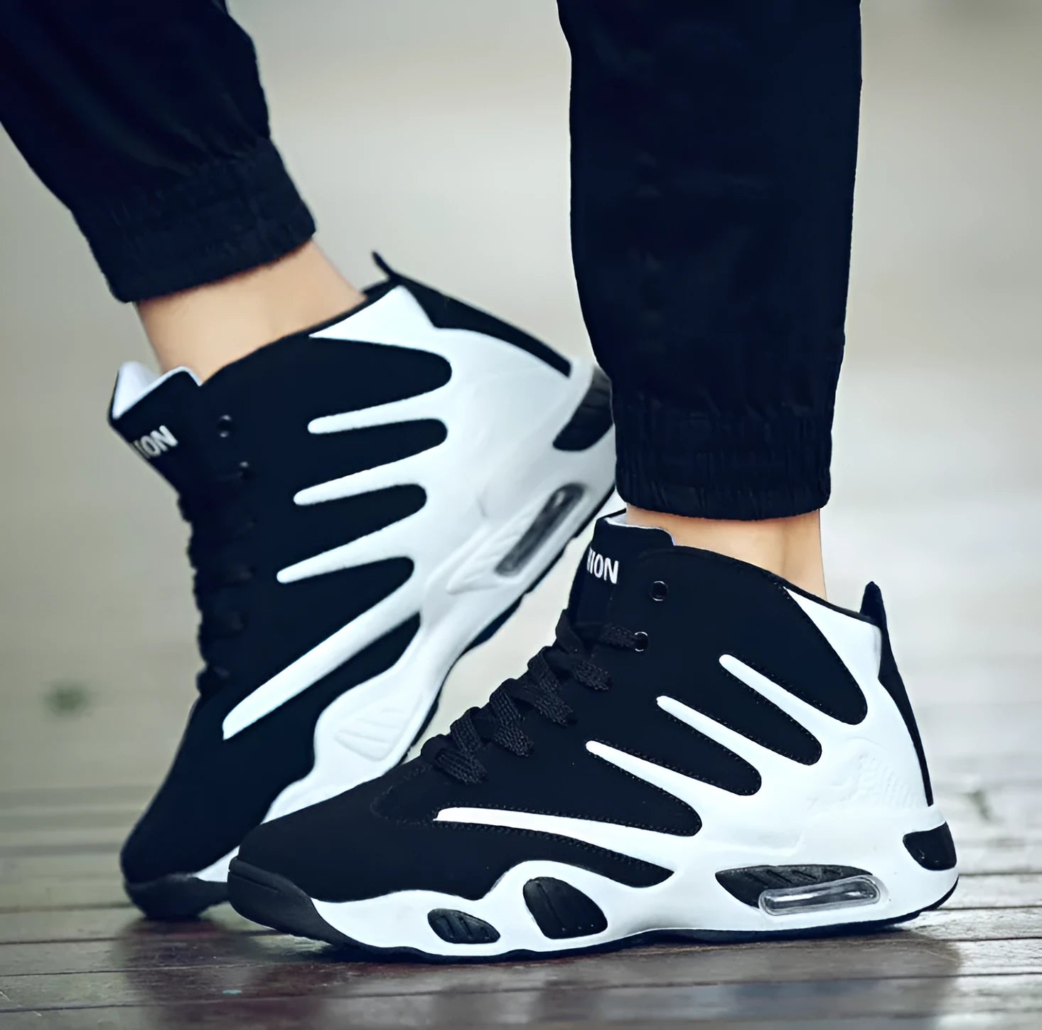 Men air cushion basketball shoes high-top jute upper Zoom Air blue colour