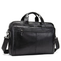 Men's hand-carrying genuine leather briefcase in coffee colour with retro styling for business travel