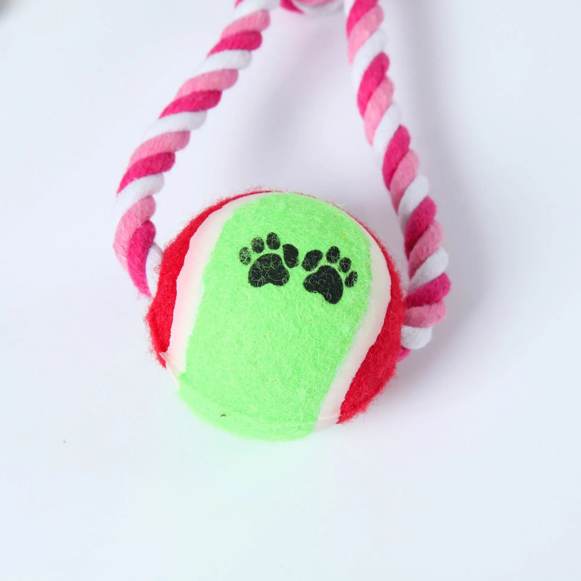 Cotton string dog toy for medium large breeds, approximately 38cm long in red and white colour