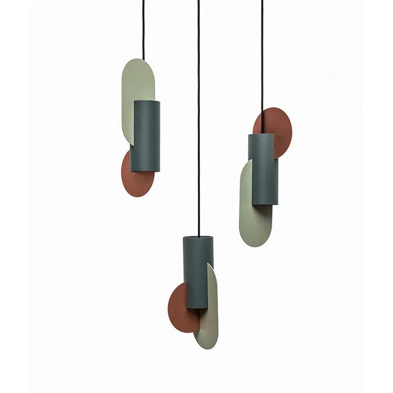Nordic creative single head small iron LED chandelier in white grey pink, 250x500mm