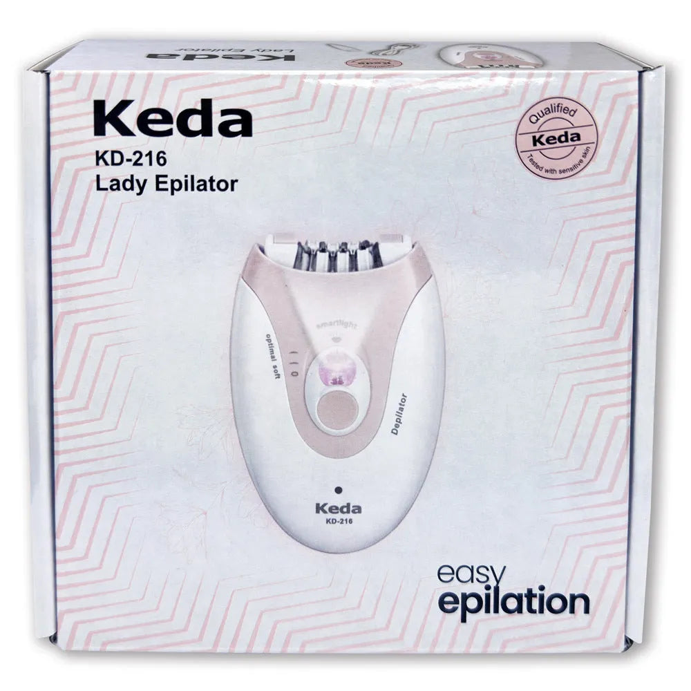 KEDA-216 coloured portable electric hair removal device with USB charger and cleaning brush