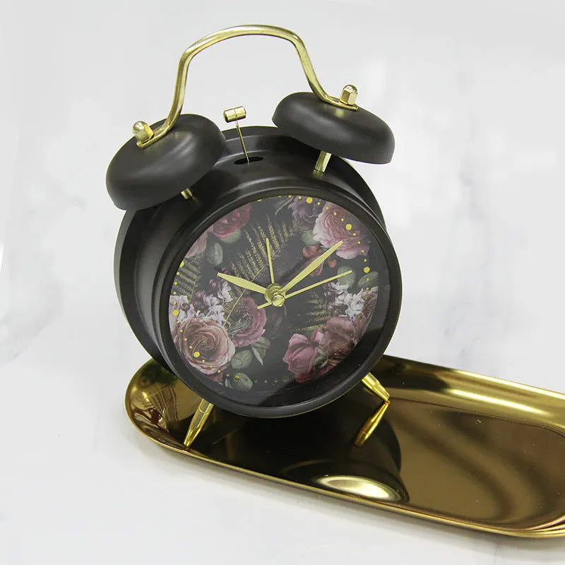 Retro cute plastic alarm clock in lotus colour with seconds display, 75x34x107mm
