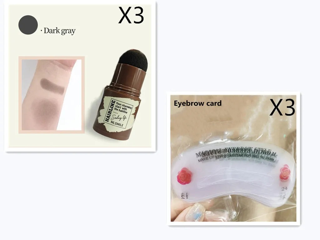 Brow stamp shaping kit with retouching shadow stick and 24 eyebrow cards for natural eyebrow shape
