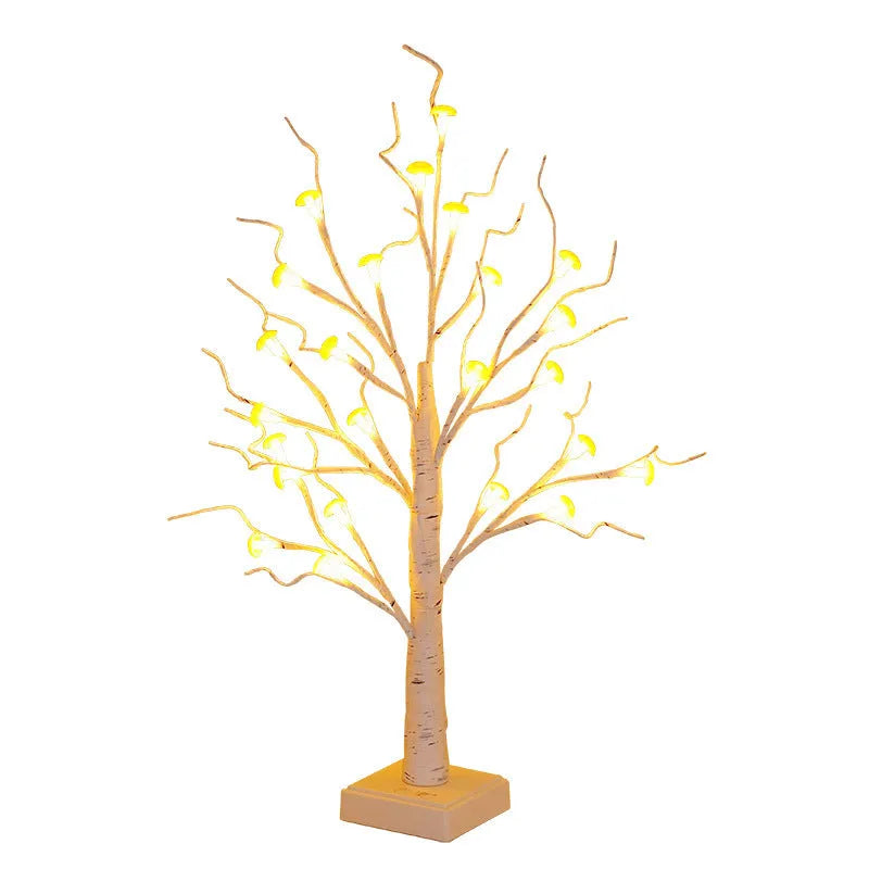 60cm tall white mushroom tree LED lamp with 24 small detachable flower lights