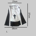 Black and white nun cloak costume on a small dog for Halloween.