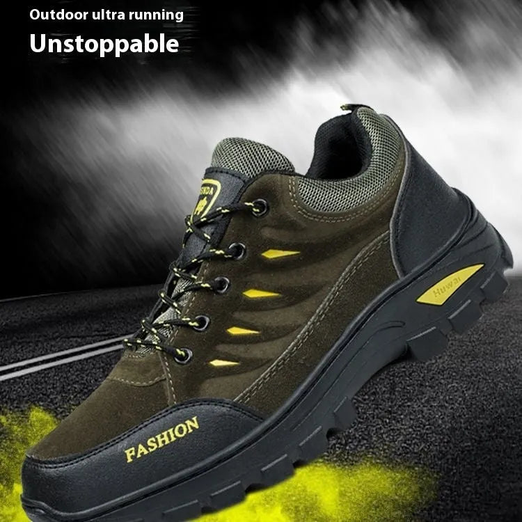Men's suede hiking sneakers with rubber sole and mid-top design in multiple colour options