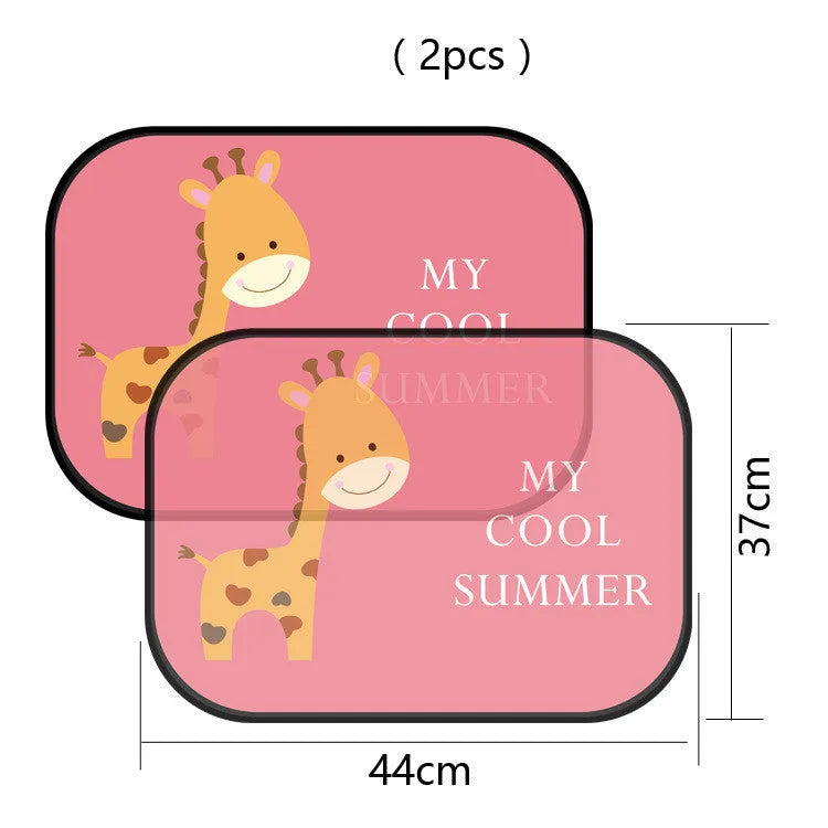 Electrostatic adsorption car side window sunshade with animal designs on nylon mesh