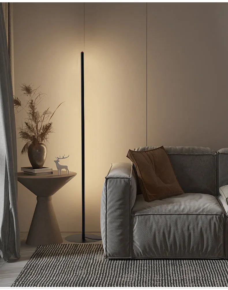 Vertical aluminium alloy floor lamp with USB power connector in modern minimalist design
