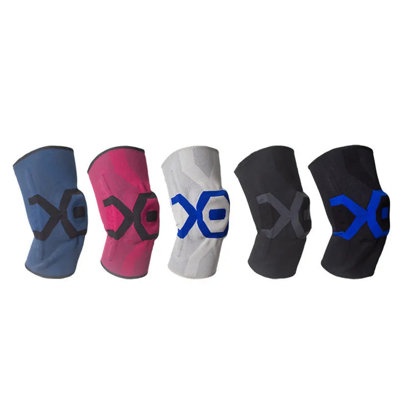 Men's silicone knee pads for running and cycling protection in black and blue colour