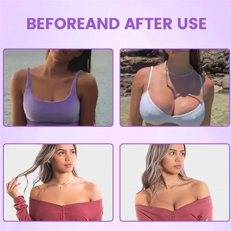 Single-use pair of adhesive chest patches for body tightening and breast enhancement skincare.