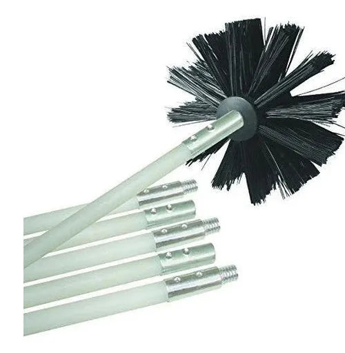 Flexible chimney cleaning brush with nylon bristles and 600mm bendable rod for duct maintenance