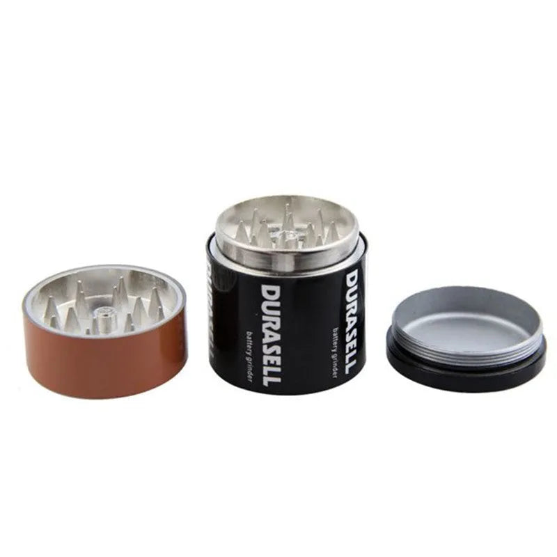 Black zinc alloy 55mm modelling grinder with battery, keychain, and multifunctional accessories