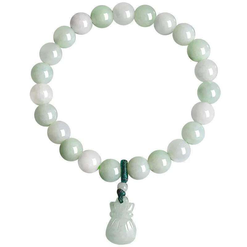 Jade flower bracelet with 8mm diameter floral centrepiece and adjustable unisex fastening
