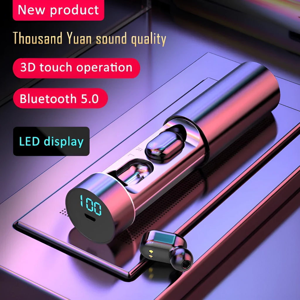 TW-A6 Bluetooth cylinder earphone in black and white options with charging case