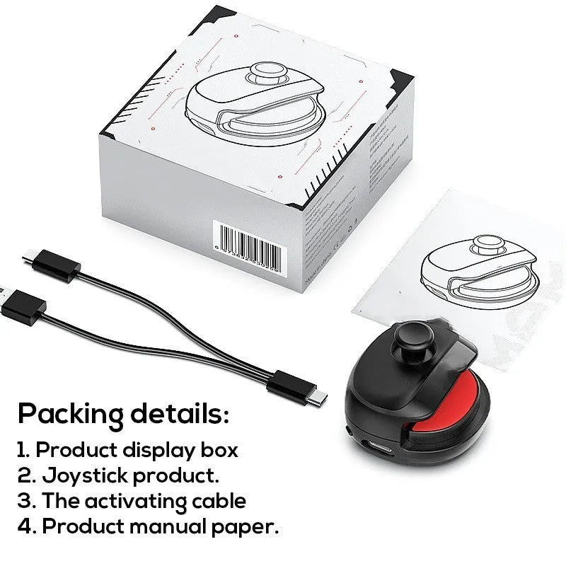Black and white USB mobile game stick controller for Peacekeeper Elite, shown with dimensions 8.8cm x 8.8cm x 4.2cm.