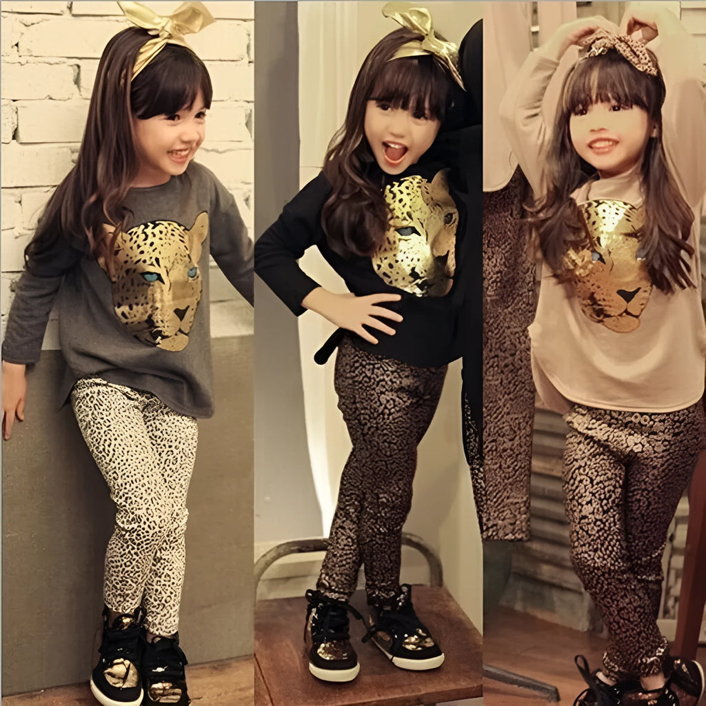 Two sets of children's casual summer pants suits in various colours for ages 3-8.