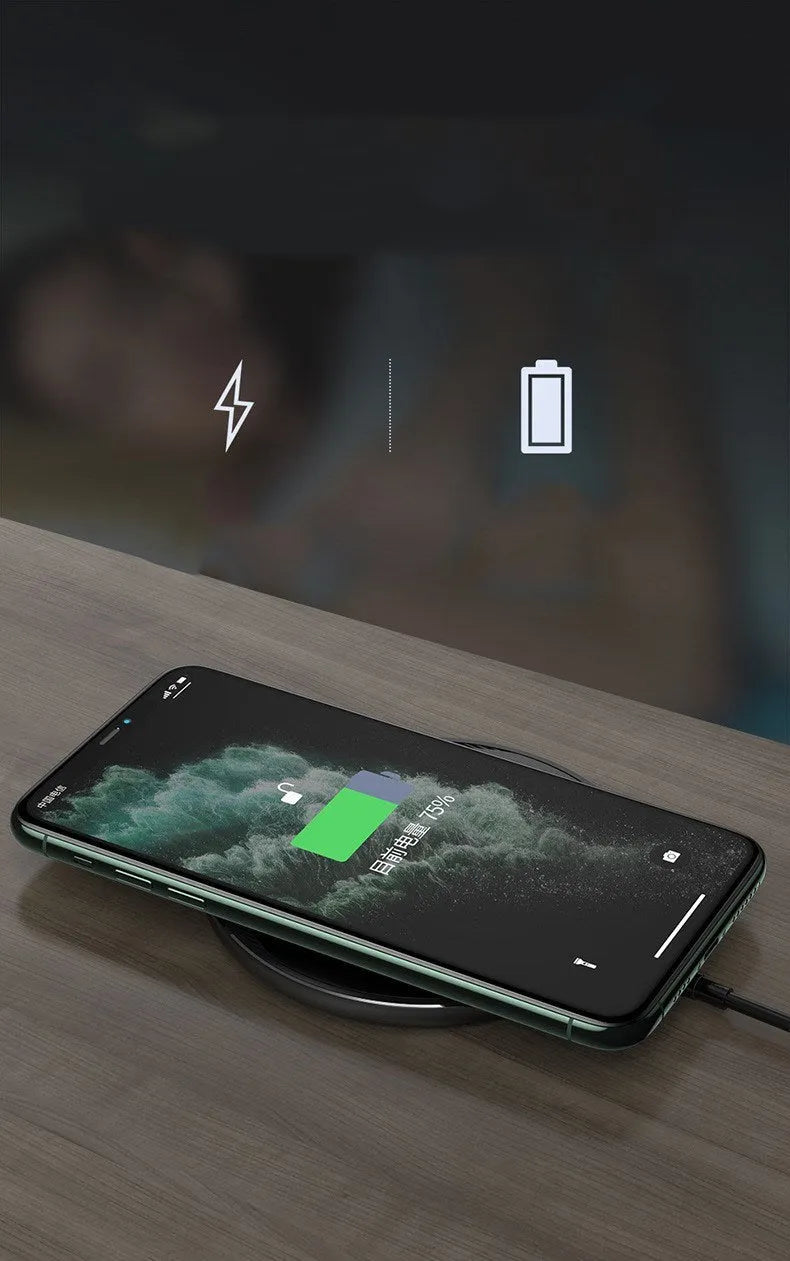 Black Kuulaa KL-CD16 wireless disc charger for smartphones with Micro USB port