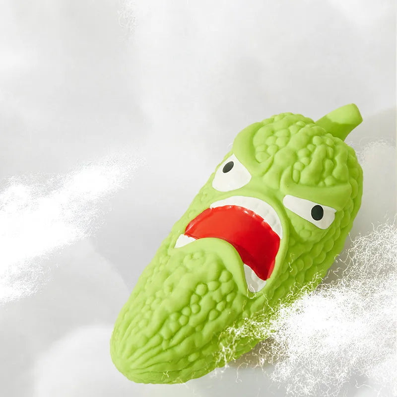 Bitter melon and chili shaped dog toys with pet sound and grinding teeth design