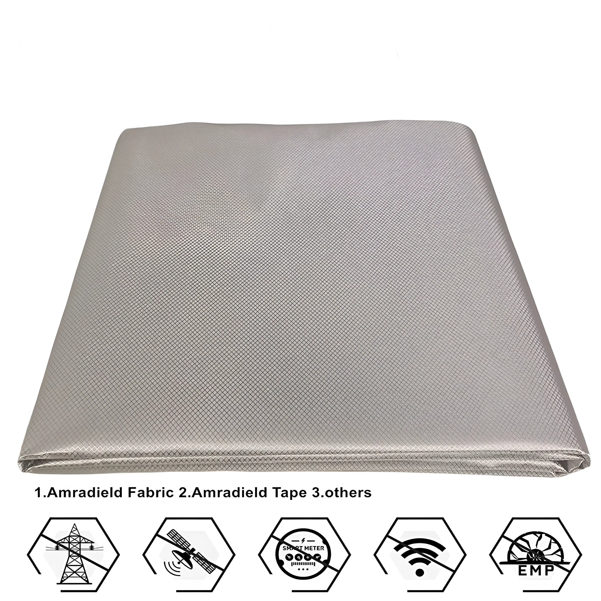 Grey diamond lattice radiation protection fabric with copper nickel blend for RFID signal shielding applications