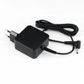 Black 45W laptop power adapter with American plug and DC connector showing dimensions
