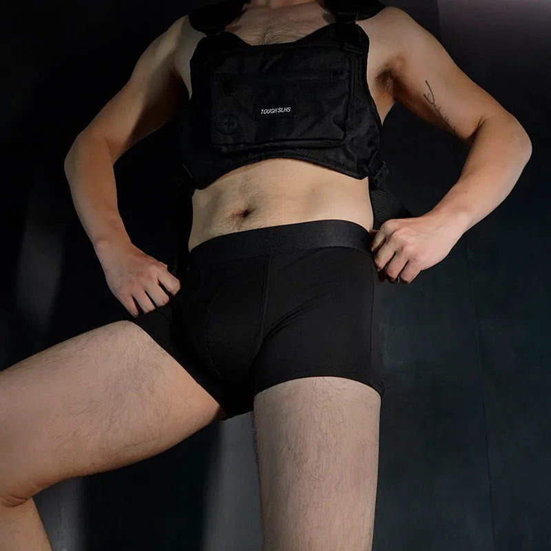 Men's solid colour cotton boxer underwear in black, white, silver grey and light green