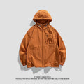 Lightweight Lycra sun protection hooded jacket in caramel colour showing front view