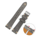 Small waist genuine suede leather watch strap in brown, blue, gray, and Army Green colours.