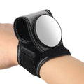 Black nylon cycling rear-view mirror with universal bicycle mount and adjustable viewing mechanism