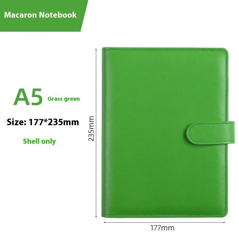 A5 PU leather notebook shell with zipper closure in solid colour