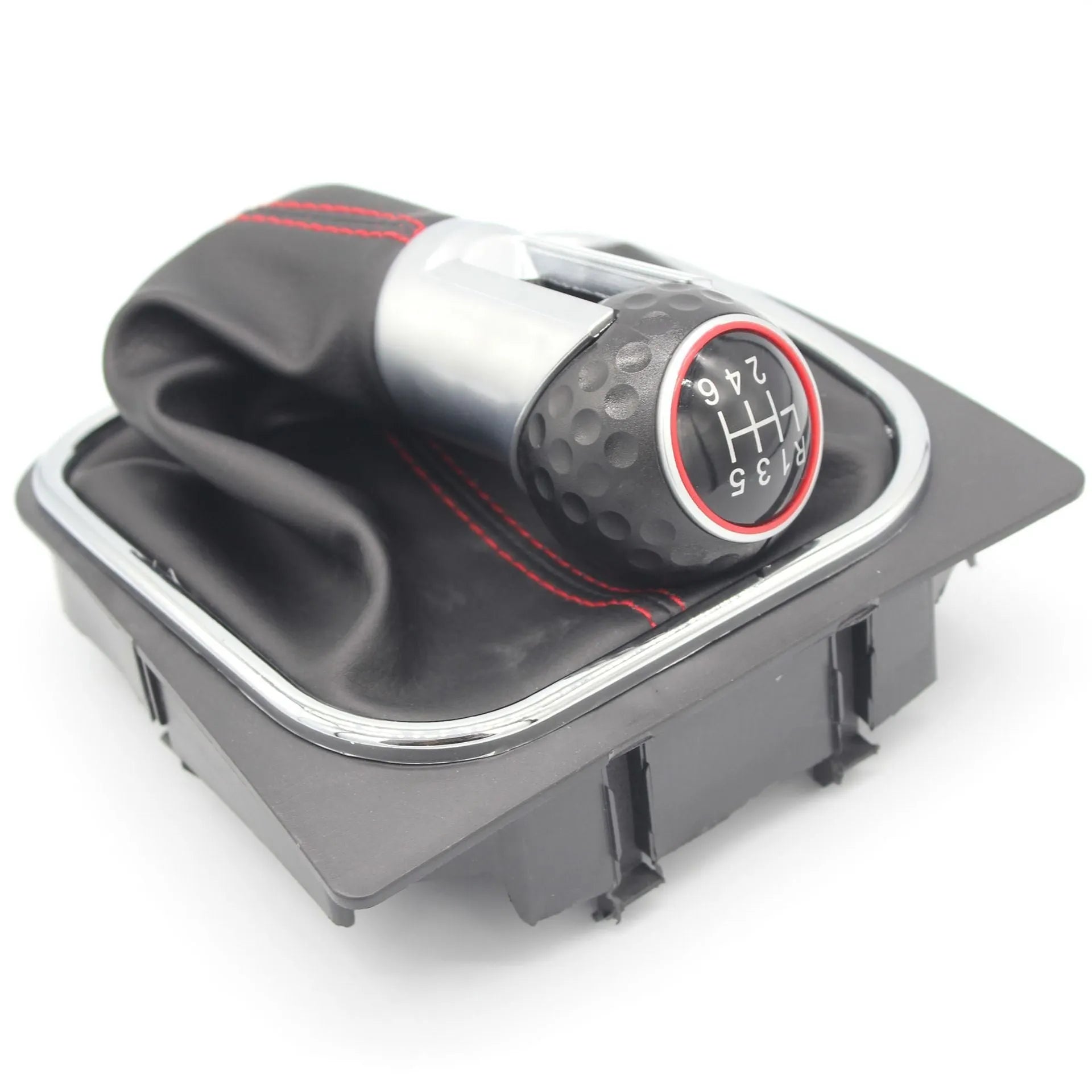 Leather gear lever dust boot cover for Volkswagen Golf manual models, shown in one of two colour options.