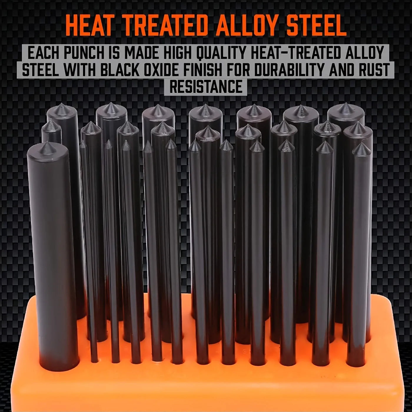 Orange alloy plastic punch needle tool set with metal mould accessory for textile crafts