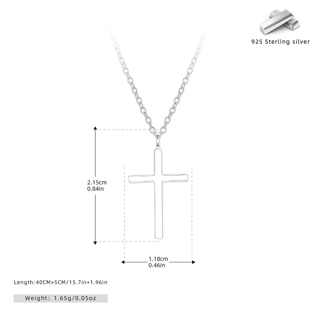 Sterling silver necklace with cross pendant on adjustable O-chain in gold plating