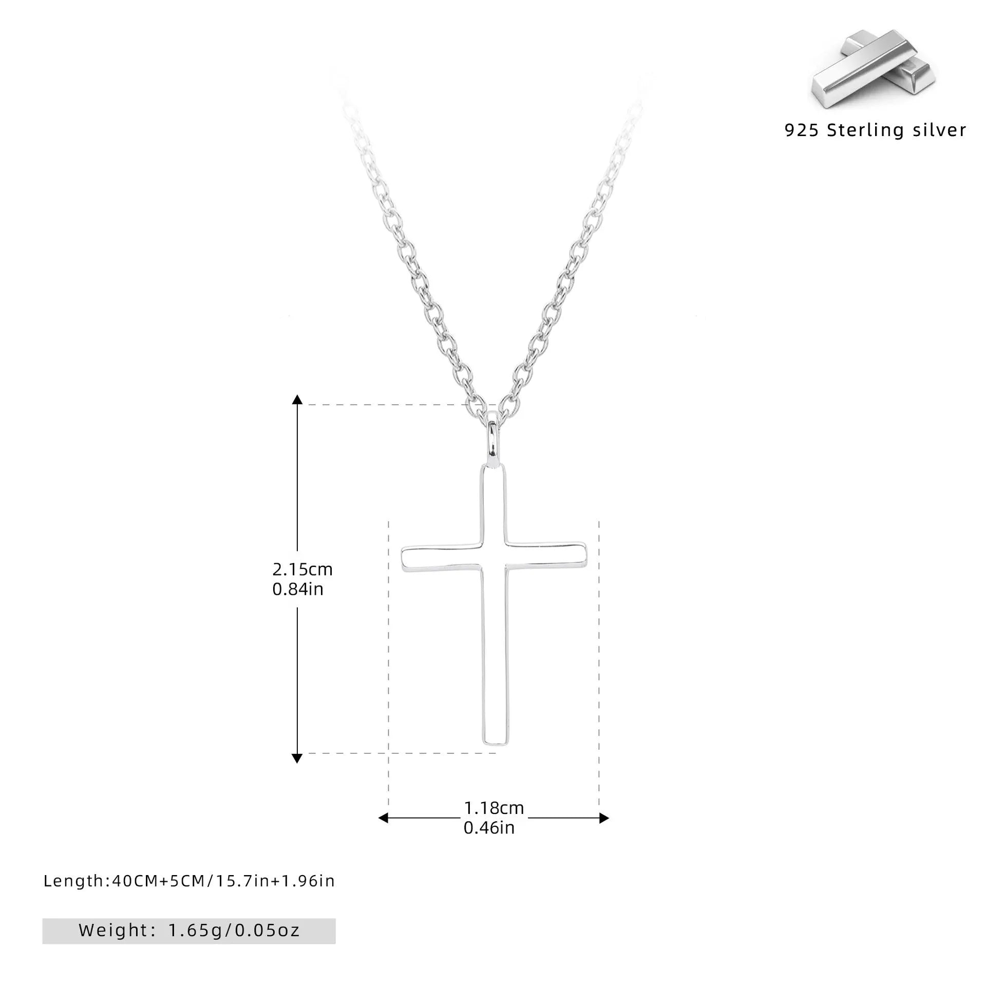 Sterling silver necklace with cross pendant on adjustable O-chain in gold plating