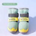 Pair of blue breathable dog shoes with anti-scald soles for summer paw protection