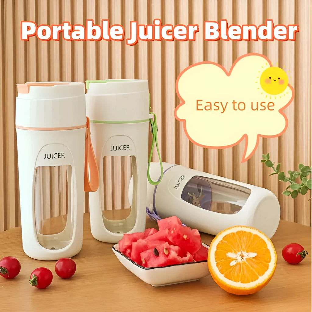 Portable USB blender with borosilicate glass cup in fresh orange colour