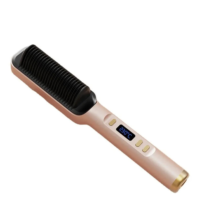 Negative ion hair straightening comb with LCD display in seven colour options