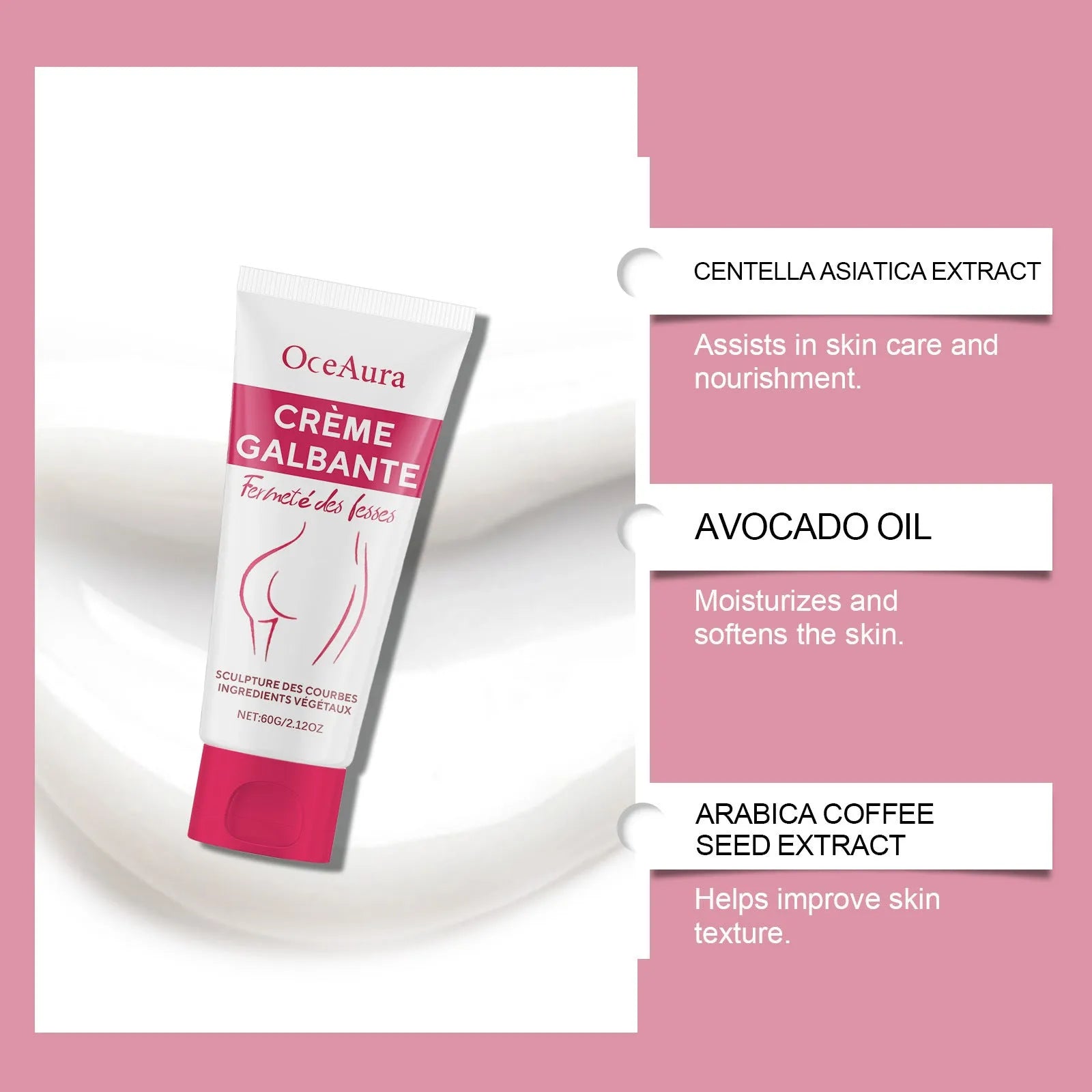 60g tube of hip and neck tightening cream with centella and coffee seed extracts