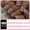 White plaid pattern fake nail tips showing geometric design on 24 nail plates