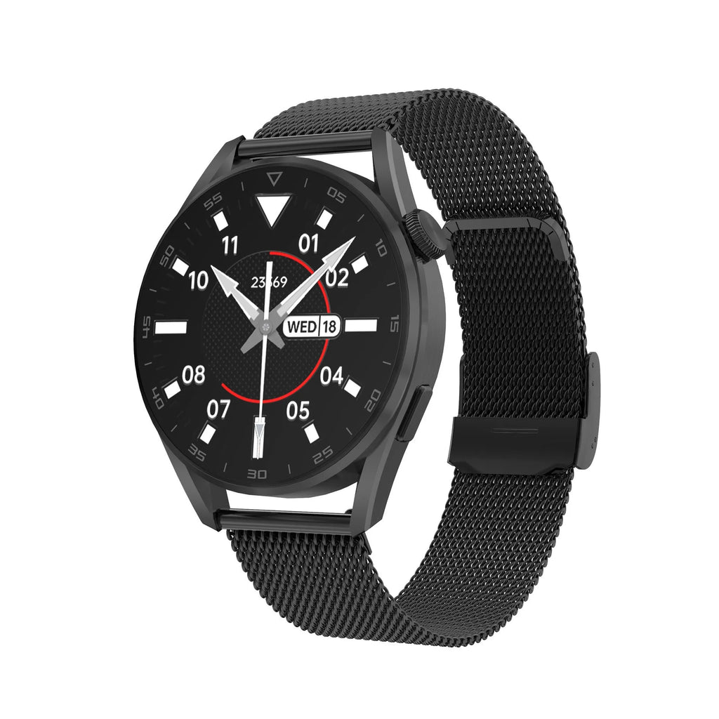 Bluetooth smart watch with call and scan code support on wrist showing 1.3-inch IPS screen