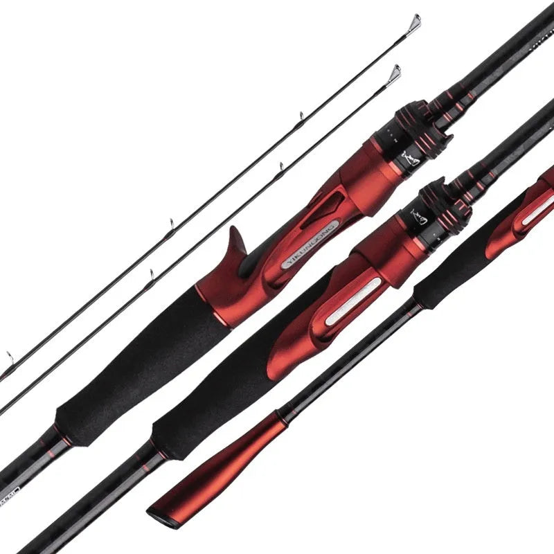 Carbon ultralight fishing rod shown with straight handle and pikestaff style options for lure fishing.
