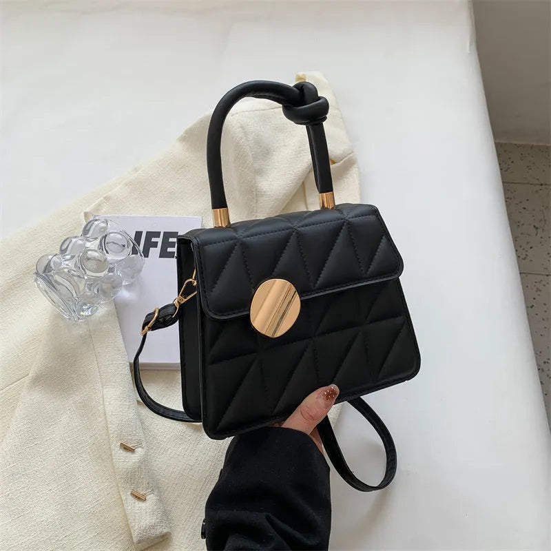 French Minority Design rhombus small handbag in black, soft cross body bag for travel, compact size